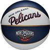Wilson Mini Pallone da Basket NBA TEAM RETRO BSKT MINI, Utilizzo Outdoor, Gomma, Misura Mini, Bianco/Blu Scuro (New Orleans Pelicans)