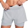 Under Armour Qualifier Speedpocket 2-In-1 Short Corto, Donna, Grigio, MD