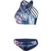 Beco Donna Taglio a collo alto con spalline sottili incrociate, coppe rimovibili, A e B Cup (Marine/Bunt) Bikini Set, blu, multicolore, XS
