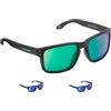 Cressi Blaze Sunglasses Occhiali da Sole con Lenti HTC Polarizzate e Idrorepellenti, Unisex Adulto, Nero Opaco/Lenti Specchiate Verde
