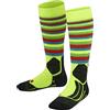 FALKE SK2 Intermediate Stripes K Kh lana filo funzionale caldi spessi 1 paio, Calzini da sci Unisex - Bambini, Giallo Lightning 1690, 31-34