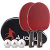 JOOLA Set da Tennis da Tavolo Duo PRO, 2 Racchette da Ping-Pong + 3 Palline + 1 Borsa Portatile, Rosso/Nero, 6 Parti