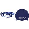 ARENA Zoox-Fit, Occhialini Unisex Adulto, Blu (Blue/Clear/Blue), Taglia Unica & Classic Silicone, Cuffia Unisex Adulto, Blu (Denim/Silver), Taglia Unica