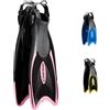 Cressi Snorkeling Adjustable Fins for All Family - Long Blade Versatile Open Heel Flippers - Palau LAF Made in Italy, Unisex - Adulto, CA115438, Nero / rosa, S/M | US Man 6.5/8.5 | US Lady 7.5/9.5 | 38/41