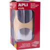 APLI Kids 18484 - Rotolo di 354 gommini rotondi Ø45 mm metallizzati argento, adesivo permanente
