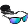 Cressi Rocker Sunglasses, Occhiali da Sole Unisex-Adulto, Nero/Lenti Verdi Specchiate, M