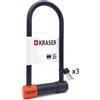 KRASER KR120L Lucchetto a U Blocco Ruota, Robusto, Omologato SRA, Alta Sicurezza Testata, Arco 120x310mm ø18mm Doppia Chiusura, Serratura Antistrappo, Antifurto U Lock per Moto, Scooter