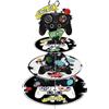 WERNNSAI 3 Tier Decorazioni per Cupcake - Forniture per Feste di Videogiochi per Bambini Ragazzi Supporto Alzata per Torta in Cartone Decorazione per Feste di Compleanno di Videogiochi