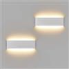 Klighten 2 Pezzi Applique da Parete 30cm Interno LED, 10W 910 Lumen Lampade da Parete Moderne in Alluminio, Lampada Muro per Soggiorni, Camere da letto, Corridoi, 3000K Bianco Caldo, Bianco