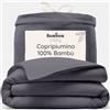 Bambaw Copripiumino matrimoniale 240x220 bambù, Biancheria da letto matrimoniale elegante, Lenzuola matrimoniali sacco antiacaro, Lenzuola refrigeranti e anallergiche, Lenzuolo bambu (Antracite)