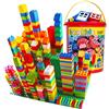 burgkidz Set di Blocchi da Costruzione, 214 Pezzi di Giocattoli Educativi per Bambini, 14 Forme Divertenti e Mattoni di Plastica per Tutte le Età