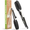 Oliver's Kitchen Pinze Oliver's Kitchen ® 2 pinze cucina in silicone professionali con clip di bloccaggio - Ottime per barbecue - Pinze da cucina facili da usare e da impugnare - Design elegante in acciaio inox