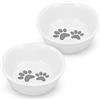 Navaris Set 2X Ciotola Cane Gatto Porcellana - Scodella Ø13,7cm per Cibo Secco Umido Acqua Croccantini - Ciotoline Cani Gatti Animali Domestici