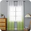 GIRASOLE HOME Coppia Tende Voile Semi Trasparenti Colore Sfumato Bianco e Verde Tenda per Soggiorno Camera Cameretta Cucina e Interni 2 Pannelli con Tasca 70x258cm