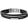 Fossil Bracciale Da Uomo Vintage Casual, Lunghezza: 180 mm - 195 mm Bracciale In Pelle Nera, JF03322040