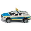 Siku 2302, Auto della Polizia Mercedes-Benz Classe E, All Terrain 4x4², 1:50, Metallo/Plastica, Blu/Bianco, Incl. Segnale di Pericolo con Adesivi, Gancio di Traino, Cofano e Portellone Apribili