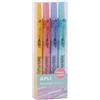 APLI 18933 - Confezione di 4 evidenziatori retrattili con punta smussata, di colore pastello