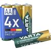 VARTA Batterie ricaricabili AARechargeable Ready2Use precaricata Mignon Ni-Mh (pacco da 4, 2600mAh), ricaricabile senza effetto Memory - pronta all'uso