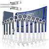 HASKYY Set 12 Chiavi Combinate a Cricchetto Reversibili 8-19 mm, 72 Denti | Angolo di ripresa 5°, teste inclinate 15°, acciaio Cr-V, finitura cromata opaca, custodia portautensili
