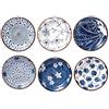 Swuut Ciotole in Ceramica Giapponese, Piatti Laterali Da, Piatti per Salsa, Sushi, Snack e Soia,Mini Ciotole da 3 once Blu e Bianche per La Preparazione Della Cucina - Set di 6 (10 cm)