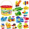 burgkidz Grandi Blocchi da Costruzione, 135 Pezzi Classici Mattoni Creativi per Bambini dai 2 ai 5 Anni, Compatibili con Secchio