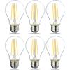 Amazon Basics Confezione da 6 lampadine a LED, con attacco Edison E27, piccole, da 7 W (equivalenti a 60 W), con filamento in vetro trasparente, non dimmerabili, Luce Bianca Calda