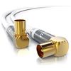 CSL-Computer 3m Cavo Antenna a Gomito 90 Gradi maschio femmina - Serie Premium professionale - DVB-T Digitale terrestre UHF VHF - Connettori dorati - 75 Ohm - Resistenza 135dB - Spessore cavo 7,5mm - Bianco