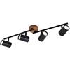 Briloner Leuchten Faretto, Lampada da soffitto retrò, Vintage, Girevole e inclinabile, 4X GU10, Metallo-Legno, Nero, 682x90x145mm (LxPxH)