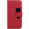Annuo - Cover per Huawei P20 Lite, motivo: animali, a portafoglio, magnetica, per Huawei P20 Lite, antiurto, a portafoglio, in pelle, motivo: gatto, colore: Rosso