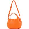 modamoda de T218 - Borsa a tracolla da donna in pelle, made in Italy, arancione/metallo oro, s