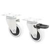 WAGNER Design - 3C - Ruote girevoli di trasporto/ruote per mobili - Set da 2 - bianco, battistrada morbido, Ø 75 mm, 2 ruote senza 2 con freni, cuscinetto a sfere, portata 75 kg/ruota - 02227602