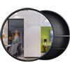 Armadietti a specchio Specchio Contenitore per Bagno Specchio in Legno Massello con Ripiano Specchio per Trucco Mobile Pensile A Parete Tondo, Sinistra E Destra Push-Pull (Color : Black, Size : 70cm/27.6inches)