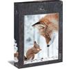 Ulmer Puzzleschmiede - Puzzle Volpe e scoiattolo - Puzzle da 1000 pezzi - scoiattoli e volpe nella foresta invernale - Animali in scena - Qualità puzzle Made in Germany
