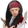 W WIDMANN MILANO Party Fashion - 6289C - Parrucca da pirata caraibico per bambini, nera, con bandana e perline, carnevale, festa a tema
