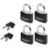 Master Lock 9140EURQBLKNOP Confezione da 4 Lucchetti a Chiave in Alluminio Rivestito, Nero, 4 x 5.9 x 1.3 cm