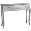 DRW - Tavolino da Ingresso con 3 cassetti in Legno, Colore: Argento, 105 x 33 x 80 cm