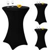 Pesonlook Confezione da 3 pezzi Tovaglia da cocktail in spandex elasticizzato con angoli quadrati Ø80-85cm tovaglia rotonda da cocktail, copritavolo per tavolo da party di matrimonio da bar (nero)