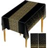 Vesaneae 2 Pezzi 137x274cm Tovaglia in Plastica, Impermeabile Tovaglie per Tavolo, Rettangolare Copritavolo, Tovaglie a Pois in Oro, Nero Tovaglie per Feste Matrimoni Natale Compleanno Picnic