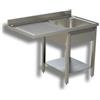 Ristopro Lavello su gambe con vano lavastoviglie, 1 vasca, gocciolatoio sx in acciaio inox AISI 304 - prof. 70 cm