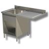 Ristopro Lavello su fianchi con vano lavastoviglie, 1 vasca, gocciolatoio dx in acciaio inox AISI 304 - prof. 60 cm