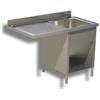 Ristopro Lavello su fianchi con vano lavastoviglie, 1 vasca, gocciolatoio sx in acciaio inox AISI 304 - prof. 60 cm