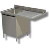 Ristopro Lavello armadiato con vano lavastoviglie, 1 vasca, gocciolatoio dx in acciaio inox AISI 304 - prof. 60 cm