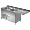 Ristopro Lavello su fianchi con vano lavastoviglie, 2 vasche, gocciolatoio dx in acciaio inox AISI 304 - prof. 60 cm