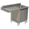 Ristopro Lavello armadiato con vano lavastoviglie, 1 vasca, gocciolatoio sx in acciaio inox AISI 304 - prof. 70 cm