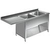 Ristopro Lavello su fianchi con vano lavastoviglie, 2 vasche, gocciolatoio sx in acciaio inox AISI 304 - prof. 60 cm
