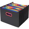 Snopake - Organizer a soffietto da scrivania, formato A4, colore: nero e arcobaleno 24-Part