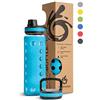 hydro2go Borraccia Vetro con Copertura in Silicone 550 ml - Lavabile in lavastoviglie | 2 coperchi intercambiabili | 100% a Tenuta stagna