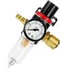 MIRTHBUY Unità di manutenzione dell'aria compressa riduttore di pressione da 1/4, regolatore dell'aria compressa con separatore dell'acqua e attacchi rapidi tedeschi per filtro compressore.