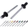 Marcopol Confezione da 100 rivetti ciechi verniciati, 3,2 x 8 mm, testa a cupola, DIN 7337, rivetti in alluminio e mandrino in acciaio, rivetti pop (100, nero Jet RAL 9005)
