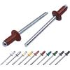Marcopol Confezione da 100 rivetti ciechi verniciati, 3,2 x 8 mm, testa a cupola, DIN 7337, rivetti in alluminio e mandrino in acciaio, rivetti pop (100, rosso ossido RAL 3009)